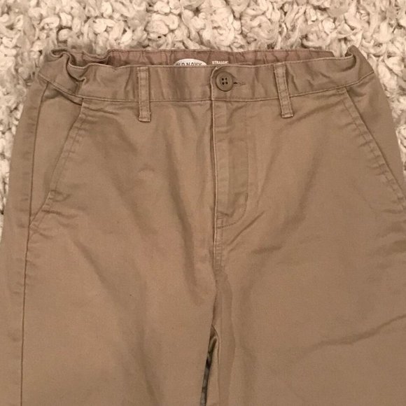 Old Navy Boys Tan Straight Adjustable Built-In-Flex Khaki Pants - Sz 12 - Picture 2 of 2
